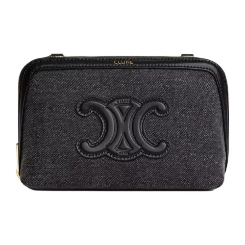 CELINE Cuir Triomphe Denim Triangle Сумка через плечо Женская Темно-серый