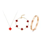 Красная коллекция четырехлистного клевера [трехкомпонентный комплект]