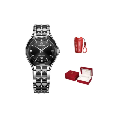 MANJAZ Кварцевый механизм Часы Мужские Черный циферблат