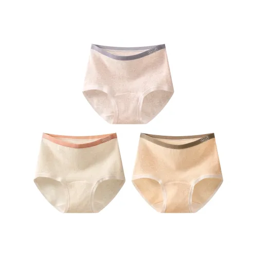 Хлопок 3 пачки Цветочный Абрикос + Фиолетовый Серый + Кремовый Абрикос Школьный возраст Трусы