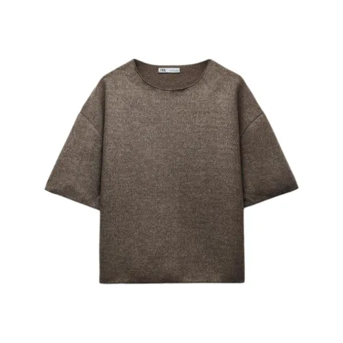 ZARA Красный Коричневый Женский Трикотаж