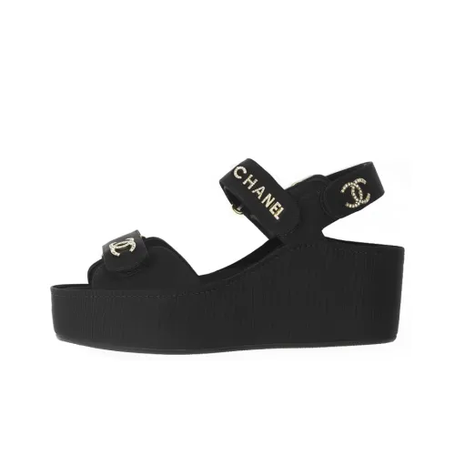 CHANEL One Ремешок Сандалии Женские Черные