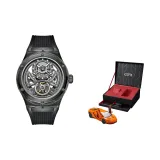 Черный корпус, черный циферблат, черный резиновый ремешок - модель Car, коробка (случайная модель Car)