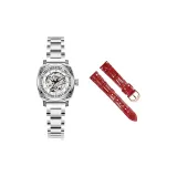 3A322 Роман Holiday - Серебряный стальной браслет (включает гранатовый красный ремень + зеленая большая коробка BV)