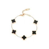 Браслет с четырехлистным клевером [Черный]