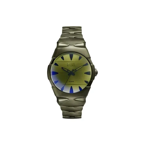 DIESEL Мужские часы Кварцевый механизм Ремешок из нержавеющей стали 42 мм Зеленый циферблат