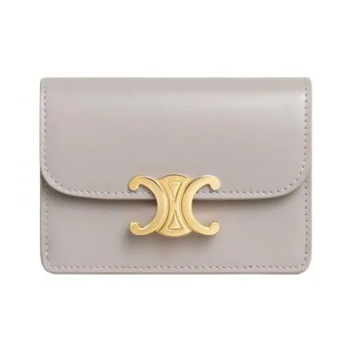 CELINE Triomphe Коровья кожа Держатель для карт Женский Серый