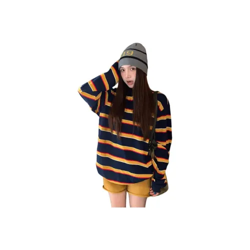 OURUOKE Полосатый топ женские свитшоты