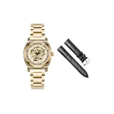 3A327 Мужской - Золотой Стальной Браслет (Включает Оригинальный Черный Ремень + Зеленая Большая Коробка BV)