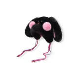 Черный, милая кролика пухлая шапка-бини