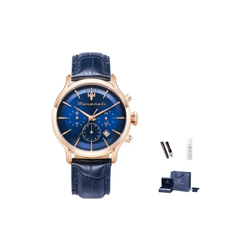 Maserati Мужские часы Кварцевый механизм Естественная кожа Ремешок Синий циферблат