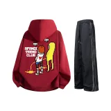 Бордовый худи + черные повседневные штаны