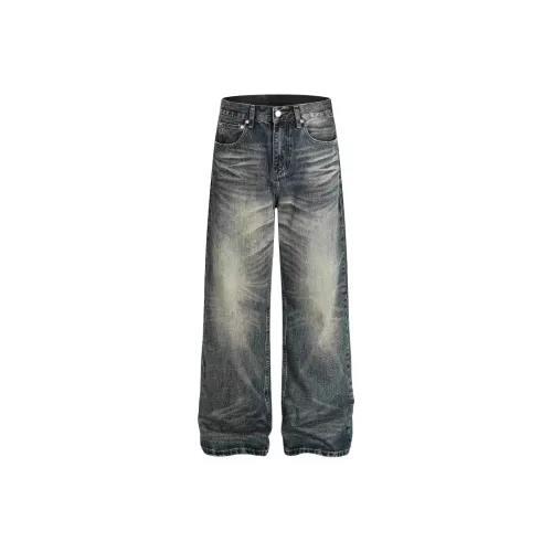 YIWANSHIDUO Blue Unisex Jeans YIWANSHIDUO Синий Унисекс Джинсы