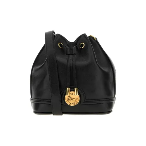 Chloe Кожа Ведрообразная Сумка Плечевая Сумка Стандартная Женская Черная