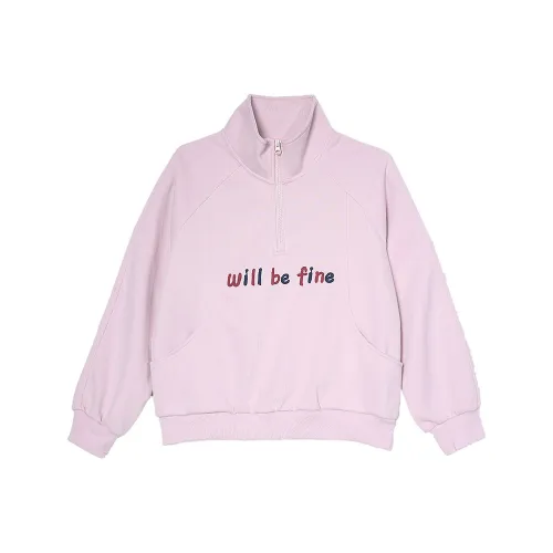 Betu Hundred Piece Дизайн Полузастежка Воротник-стойка Рукав реглан Длинный рукав Коммутирование Пуловер Весна-осень Женские