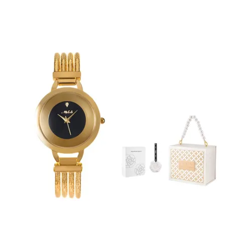 MISHALI Кварцевый механизм стальной ремешок женские часы черный циферблат