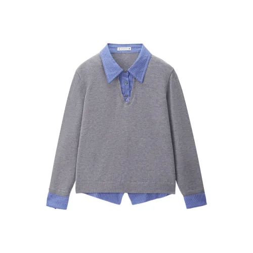 Giordano 03 Фотиния Серый Контраст Синий Клетка Женский Трикотаж