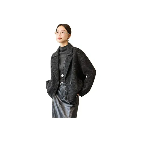 MOHANYIMEI Черное Серое Женское Пальто