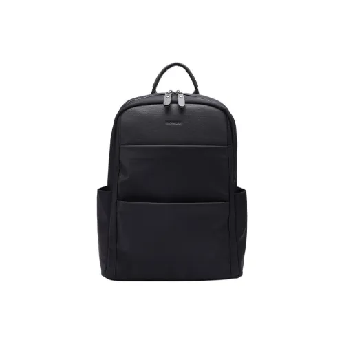 HONGU Ткань Коровья Кожа Рюкзак Мужской Темно-Черный