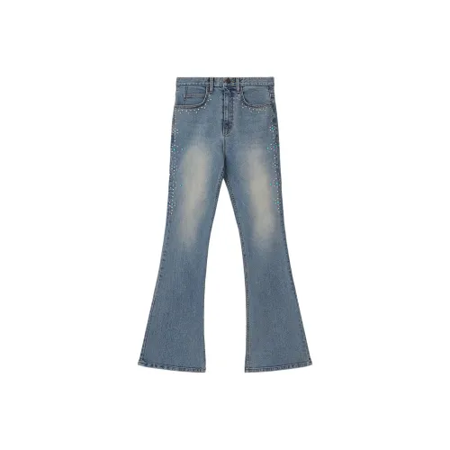 Asif calie GEM Детали BOOTCUT Эластичные Джинсы Женские