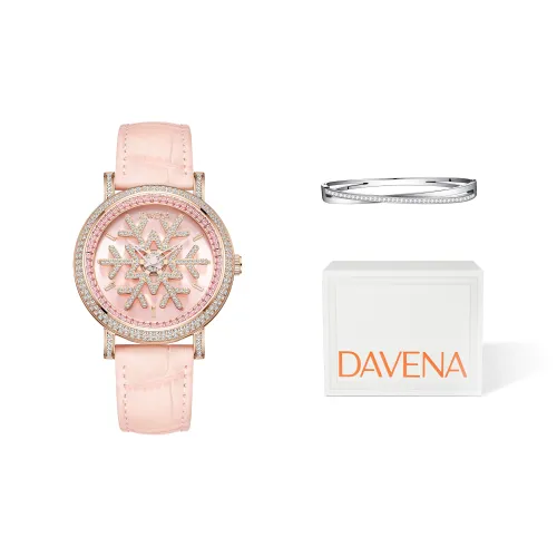 DAVENA Possession Collection Кварцевый механизм кожаный ремешок из коровьей кожи женские часы розовый циферблат