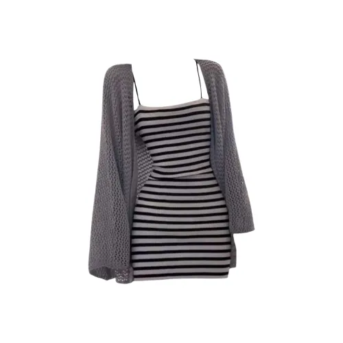 Wang Leshi Серый Женские Слип-платья