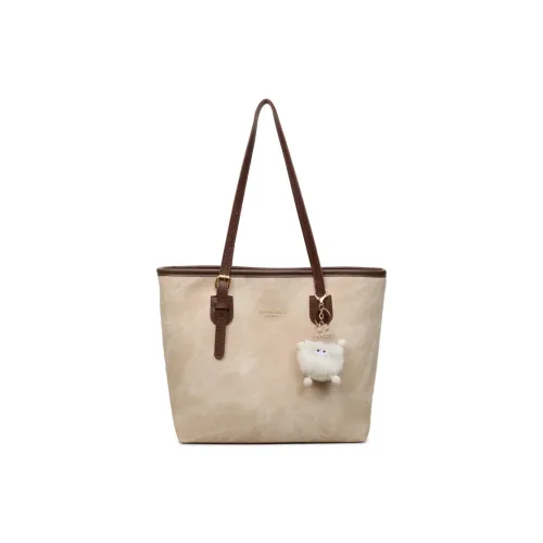 PINK·LAND ПУ (полиуретан) Сумка-тоут Сумка через плечо Женская Белая и Кофейная Серый и Черный