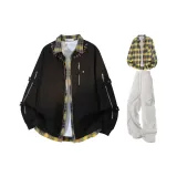 Чёрная+Жёлтые Рубашка+Светло-Серые Штаны