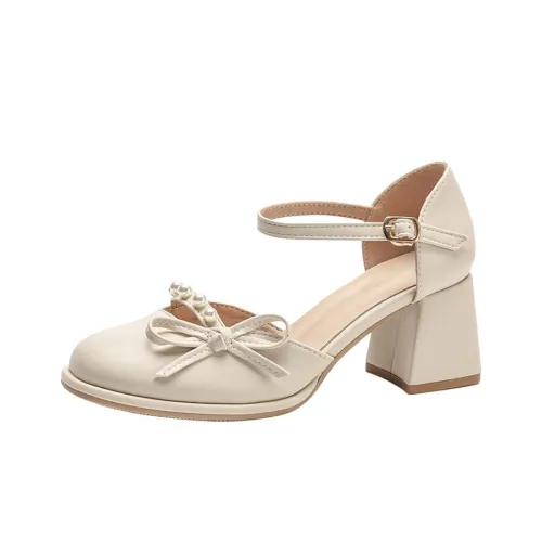 KATHRYN WILSON Грубый каблук высокий каблук 6 см женский абрикосовый