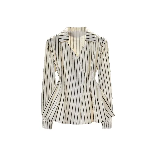 TOUCH Рубашка Женская Бежевая с Черными Полосами