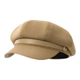 Хаки, шерсть, кожа, застежка, восьмиугольная кепка