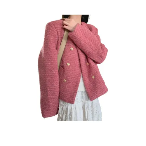 OURUOKE Розовый Женский Короткий Пальто