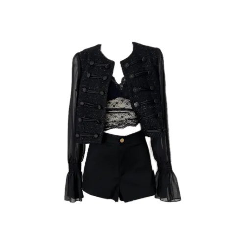 POPO.INFO Черный Женские Повседневные Костюмы