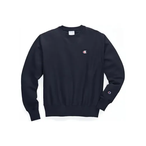 Champion Круглый вырез Стандартный Свитшот Весенний Осенний Версия США Унисекс Темно-синий
