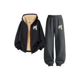 [Thickened и с флисовой подкладкой] M Выпуклый Буква K Черный + M Выпуклый Буква K Графитовый Серый