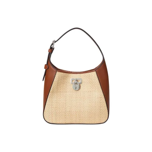 LAUREN RALPH LAUREN Рафия Сумка через плечо Женская Бежевая и Коричневая