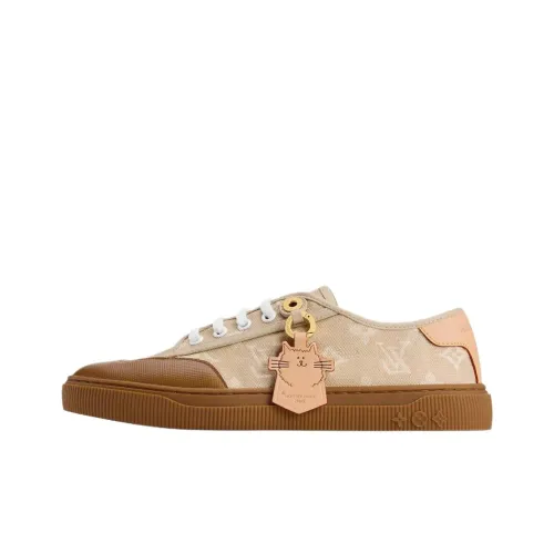 LOUIS VUITTON Grace Coddington Коллаборация Kitten Catogram Коллекция Низкие Скейтборд Кроссовки Женские Коричневый