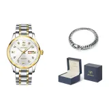 Стальной ремешок с белым циферблатом