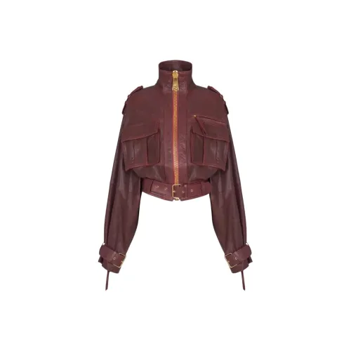 BALMAIN FW25 Кожа Куртка Женская