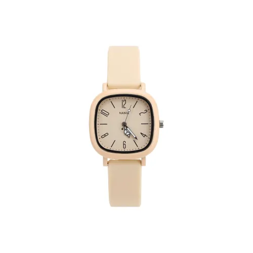 NANGL Кварцевый механизм резиновый ремешок женские часы желтый циферблат