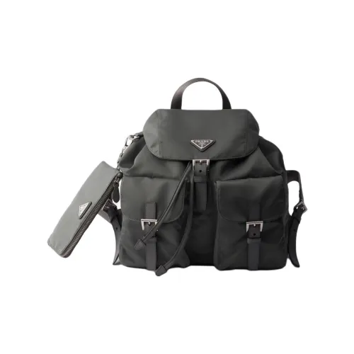 PRADA Переработанный полиамид Рюкзак Средний Женский Ртуть Серый