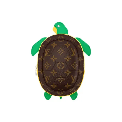 LOUIS VUITTON Черепаха Покрытый холст Сумка через плечо Сумка на плечо Мини Мужская Зеленая и Коричневая