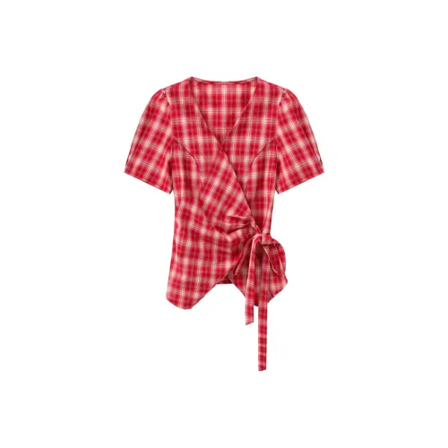 YOUXIANG Женская рубашка в красной клетке