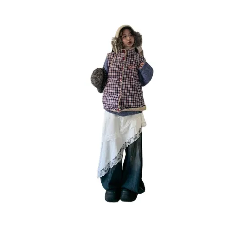 QIAOMONVHAI Красный синий Клетчатый Женские Жилеты