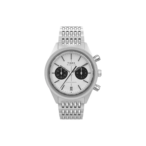TIMEX Мужские часы Кварцевый механизм Ремешок из нержавеющей стали 40 мм Белый циферблат