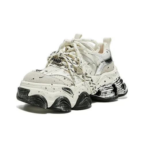 HR Толстая подошва Низкий топ Бежевый Серебряный Женский