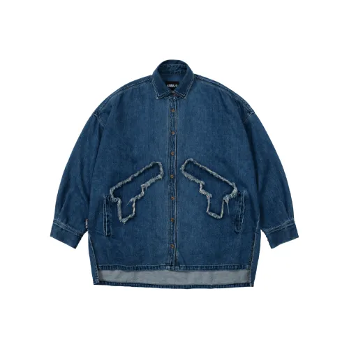 AJOBYAJO Gun OVERSIZED Промытый деним Рубашка Мужская