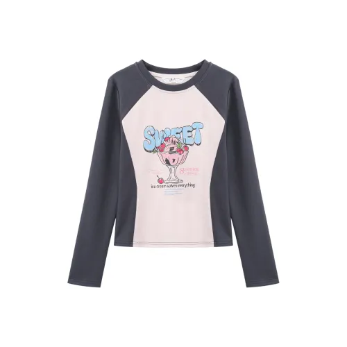 Another alley Серый и Розовый Женские T-рубашки