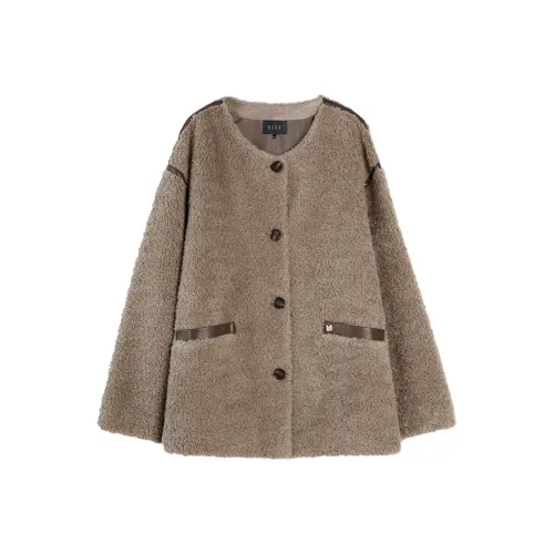 ELLE Кофейный Бежевый Женский Бархатный Куртка