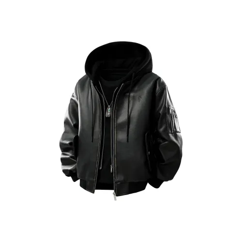 HOKLV Черные Мужские Кожаные Куртки
